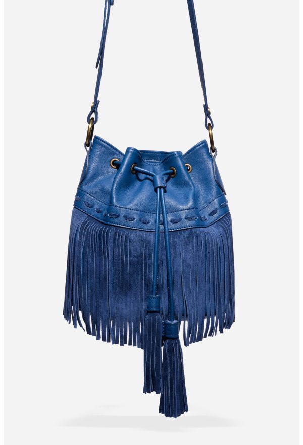 ITALIAN LEATHER FRINGE BUCKET BAG