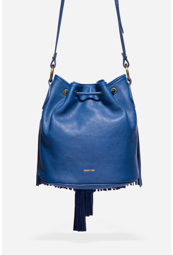ITALIAN LEATHER FRINGE BUCKET BAG - Image 3
