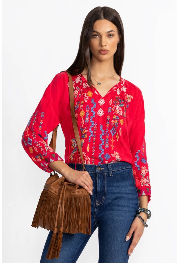ITALIAN LEATHER FRINGE BUCKET BAG - Image 6
